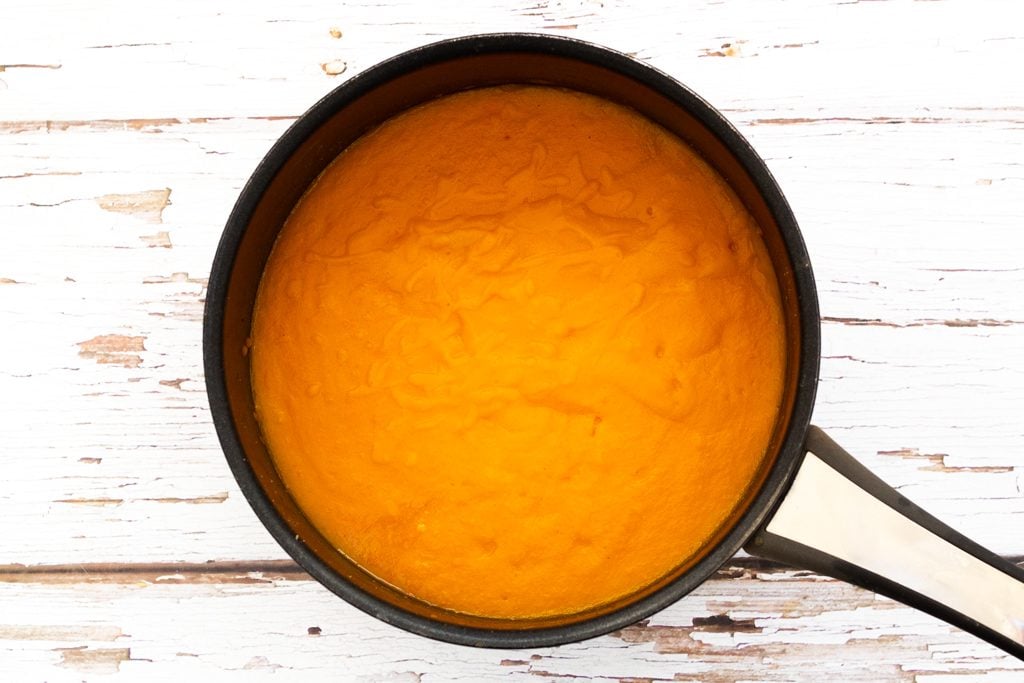 blended potato, carrot and sweet potato soup
