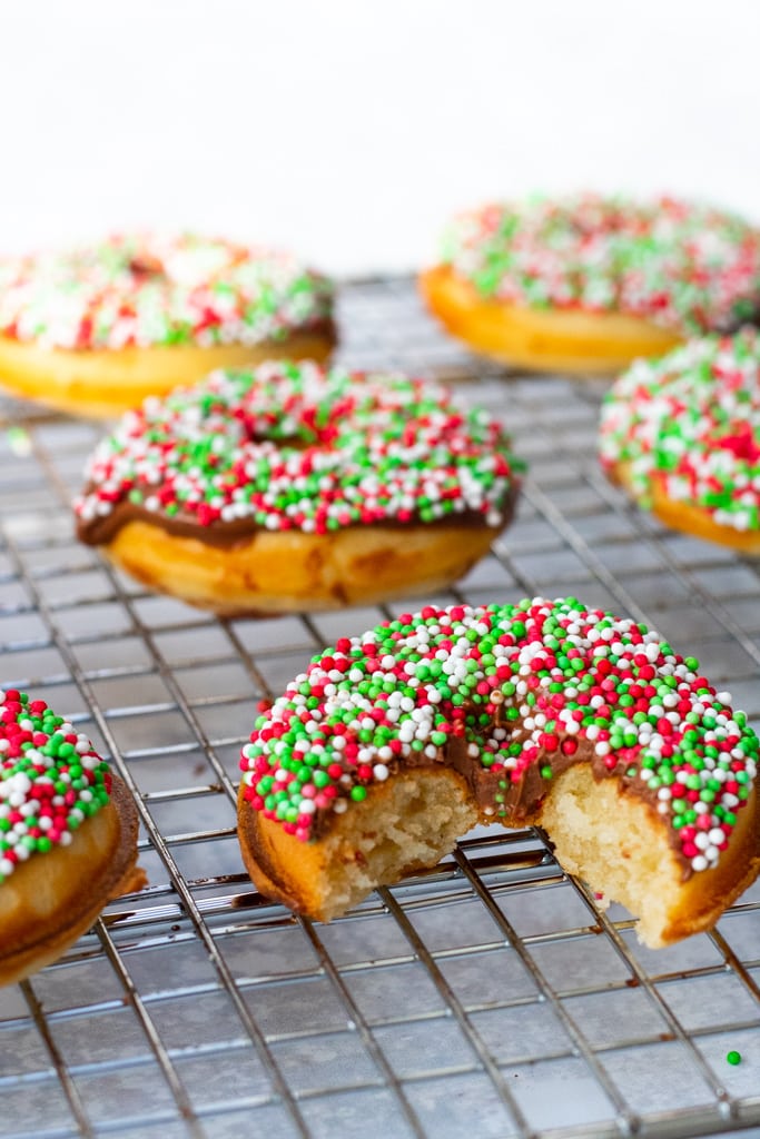 mini baked doughnuts on a wire cooling rack