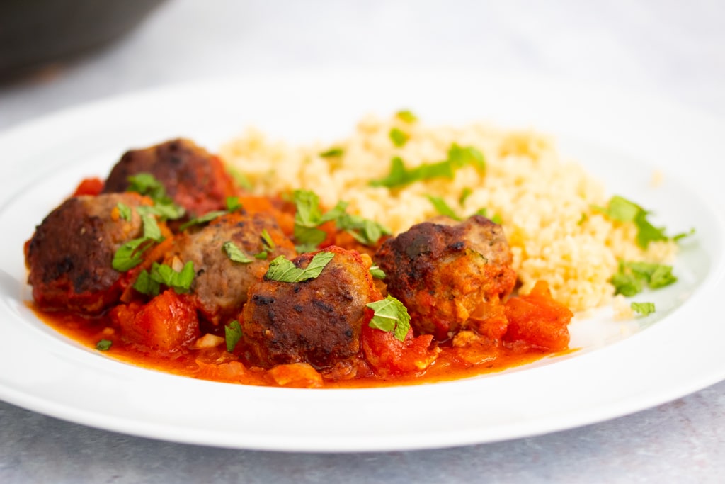 minty lamb meatballs with couscous