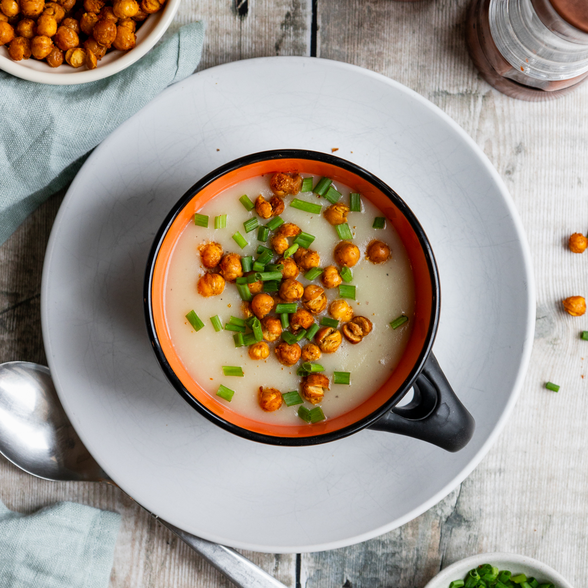 Roasted garlic and potato soup