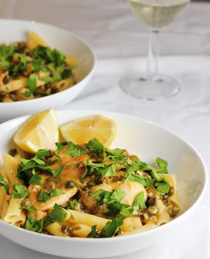 Chicken Piccata chicken piccata with capers and pasta