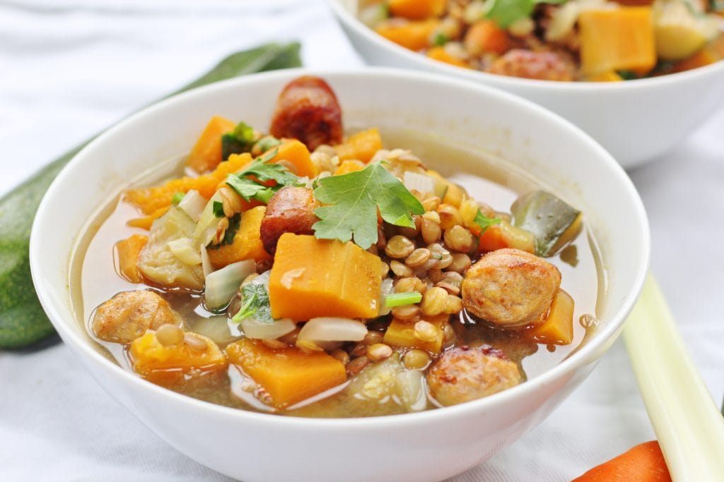 sausage lentil and vegetable soup lentil and sausage soup with veggies
