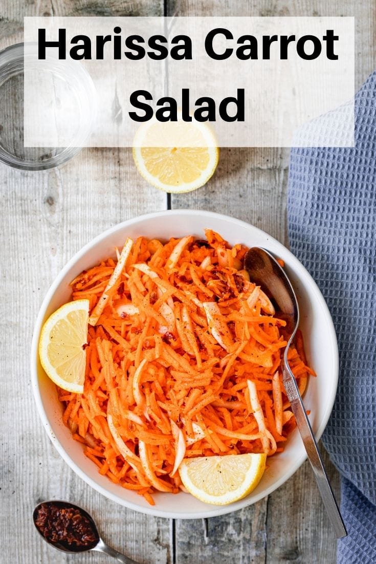 Harissa carrot salad pin image