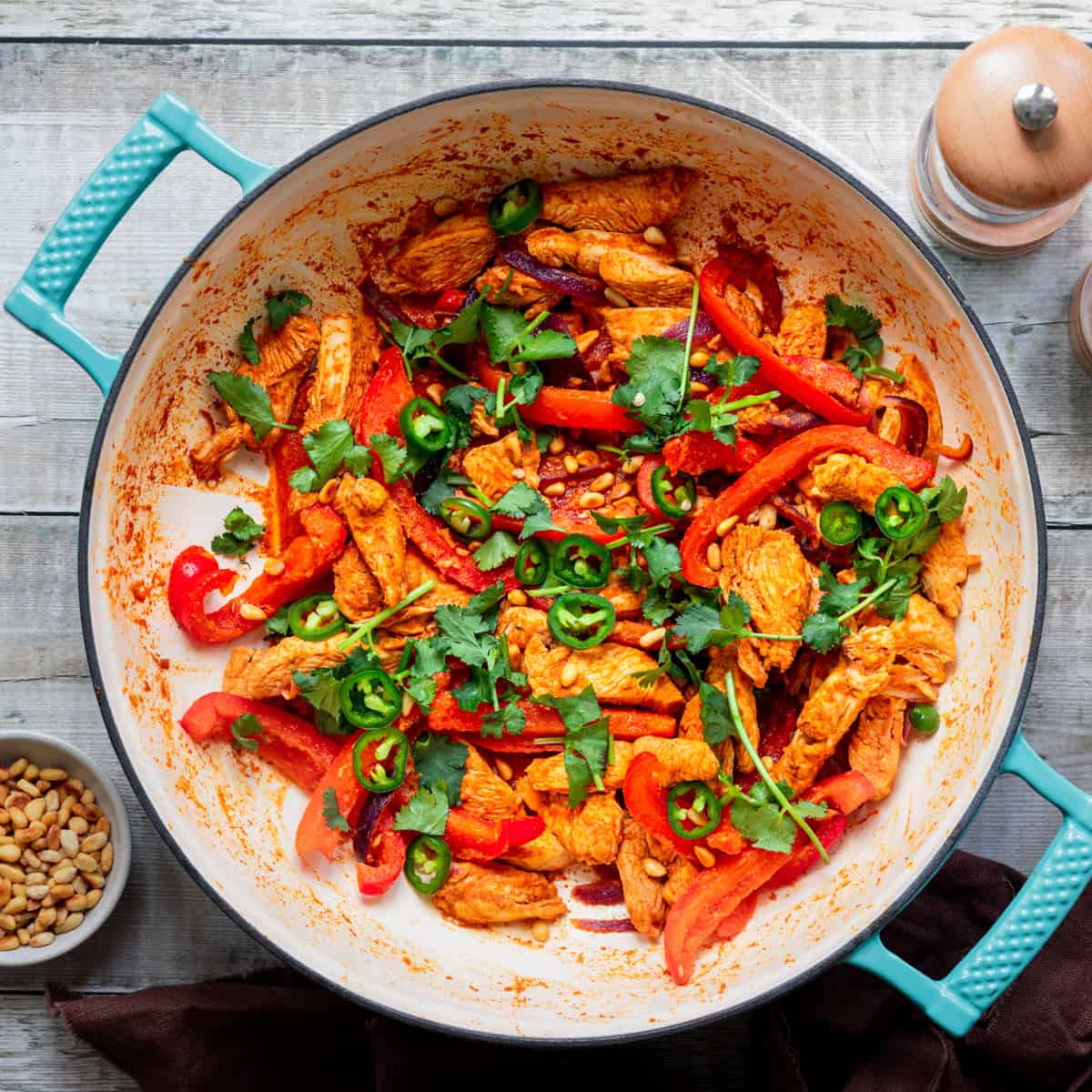 pan of North African chicken stir fry