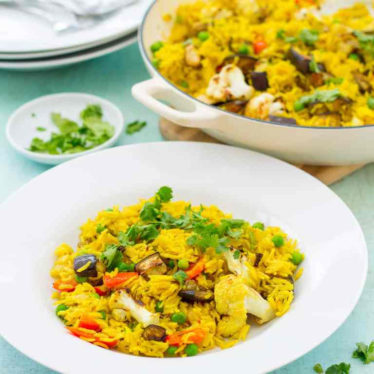 Easy vegetable biryani - perfect for vegan batch cooking