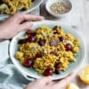 Plate of curried pearl barley salad