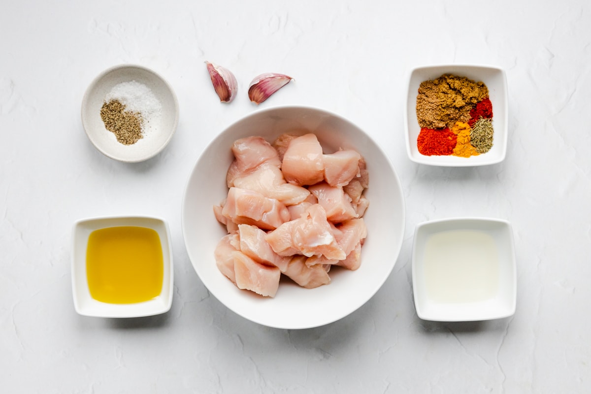 Ingredients for Spanish chicken kebabs