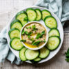 Baba ghanoush with cucumber slices