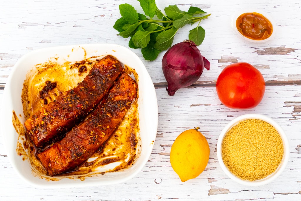 Ingredients for Moroccan spiced salmon