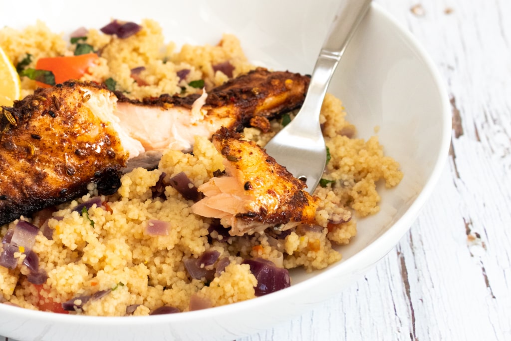 spicy salmon with couscous