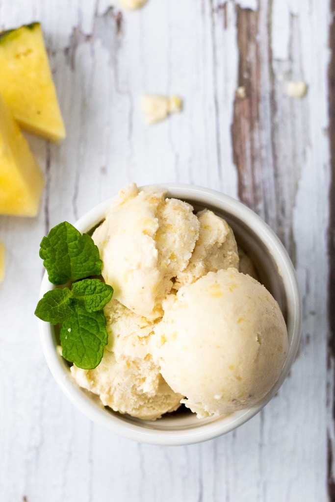 Pineapple banana coconut frozen dessert