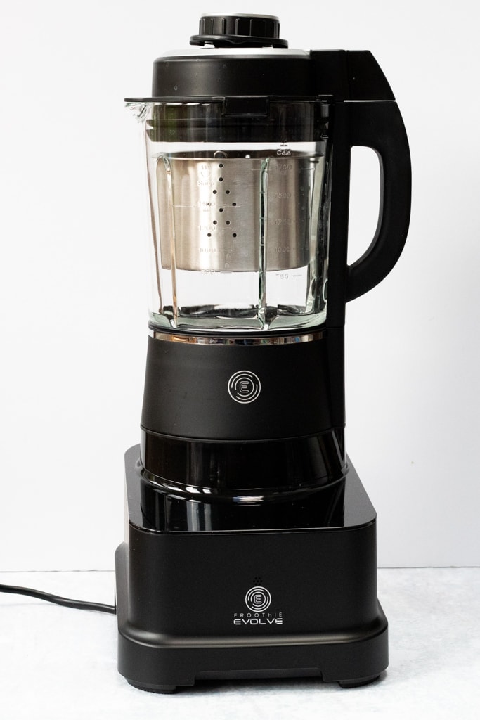 Froothie EVolve with the stainless steel steaming basket