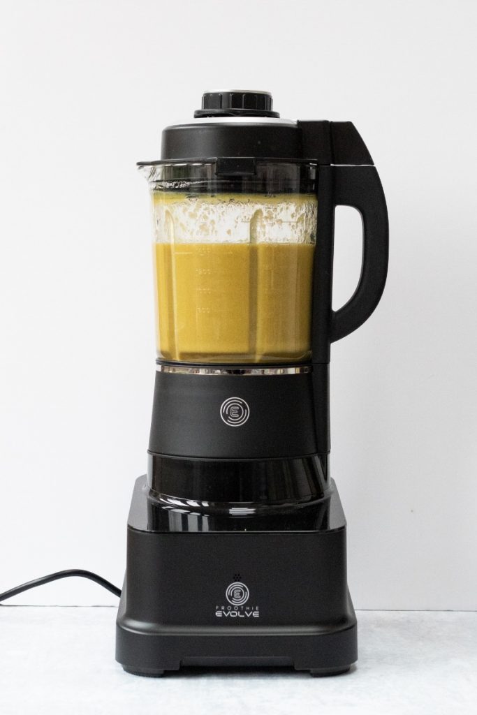 Froothie evolve blender with the potato and leek soup in