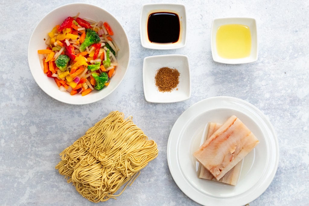 Ingredients in the pollock stir fry