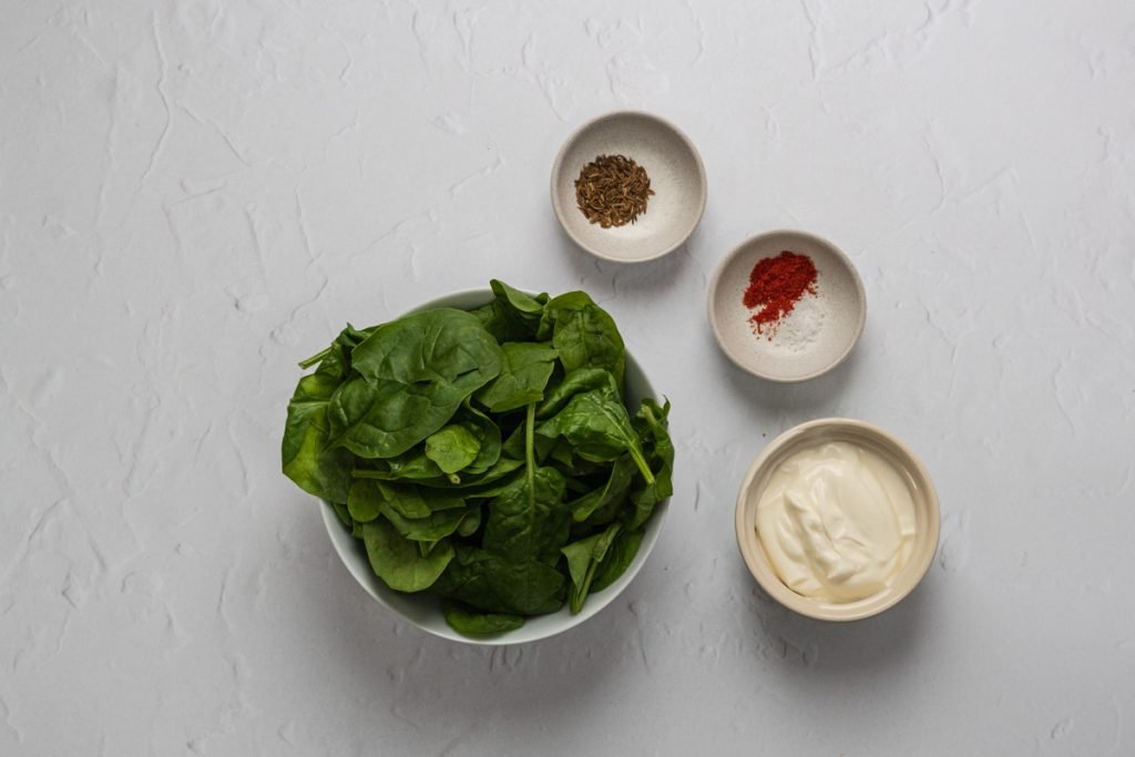 Ingredients for spinach raita