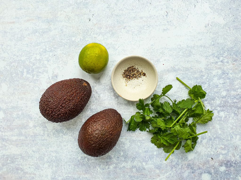 Ingredients for classic guacamole