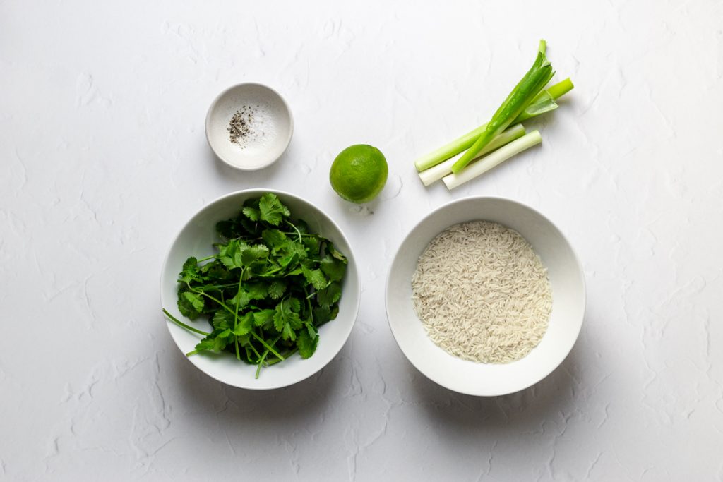 Ingredients for lime and coriander rice