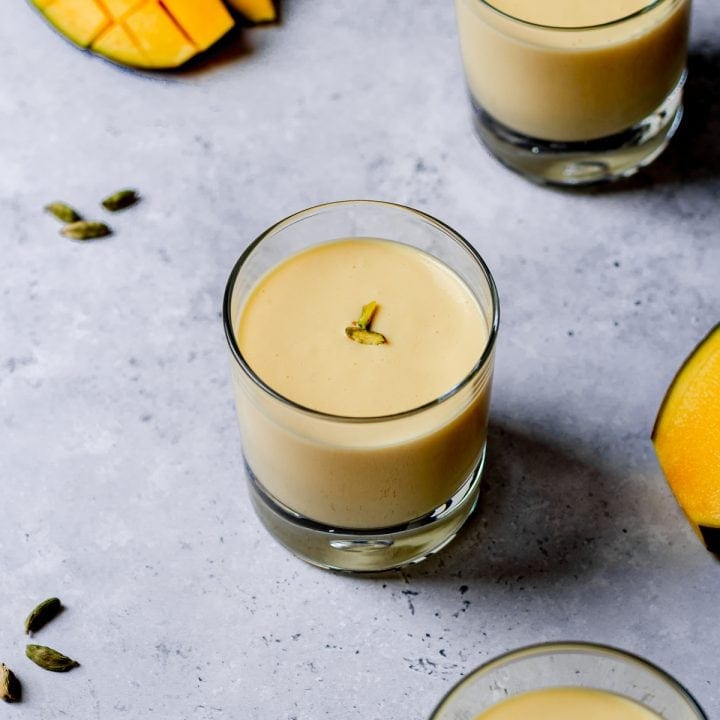 Glass of mango lassi
