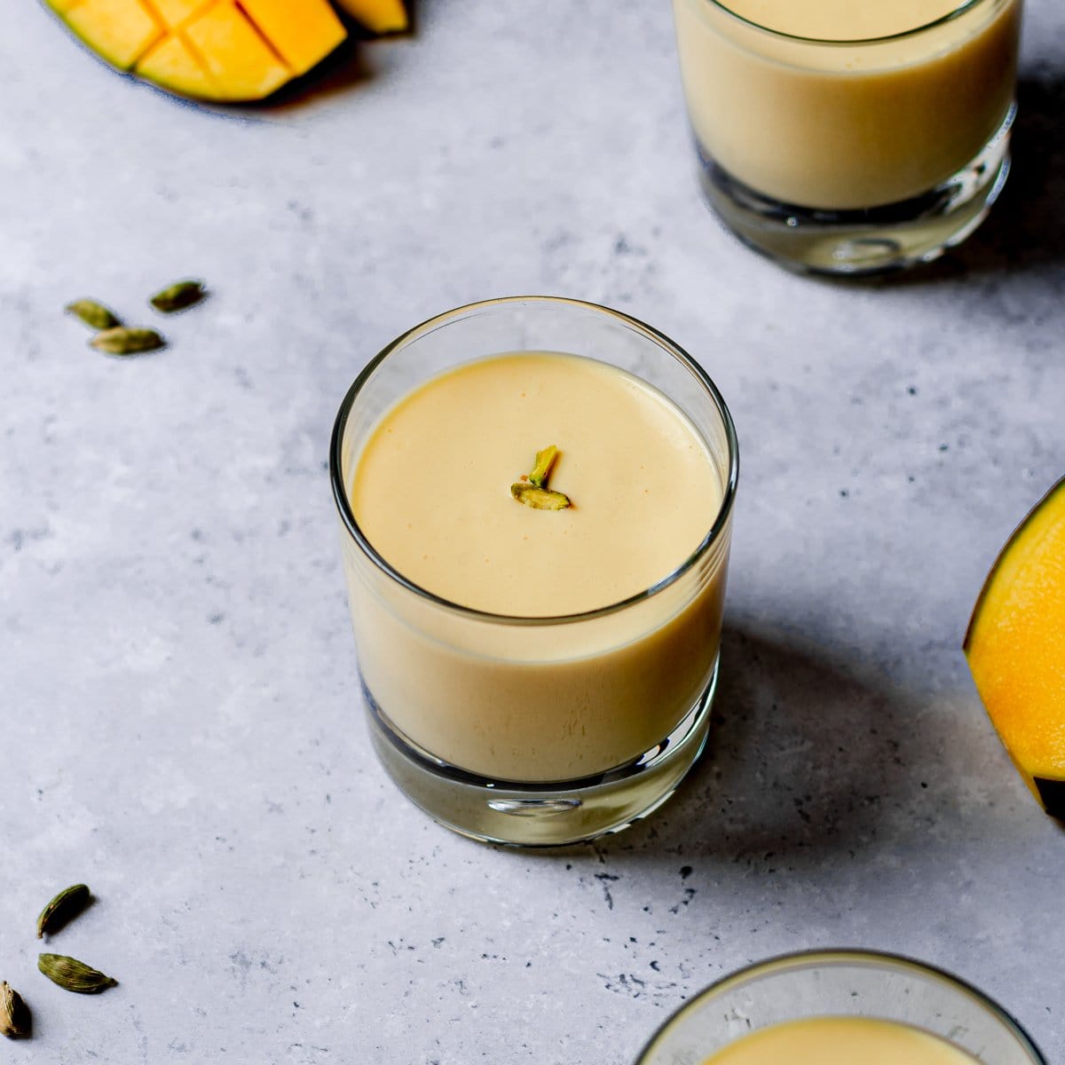 Glass of mango lassi