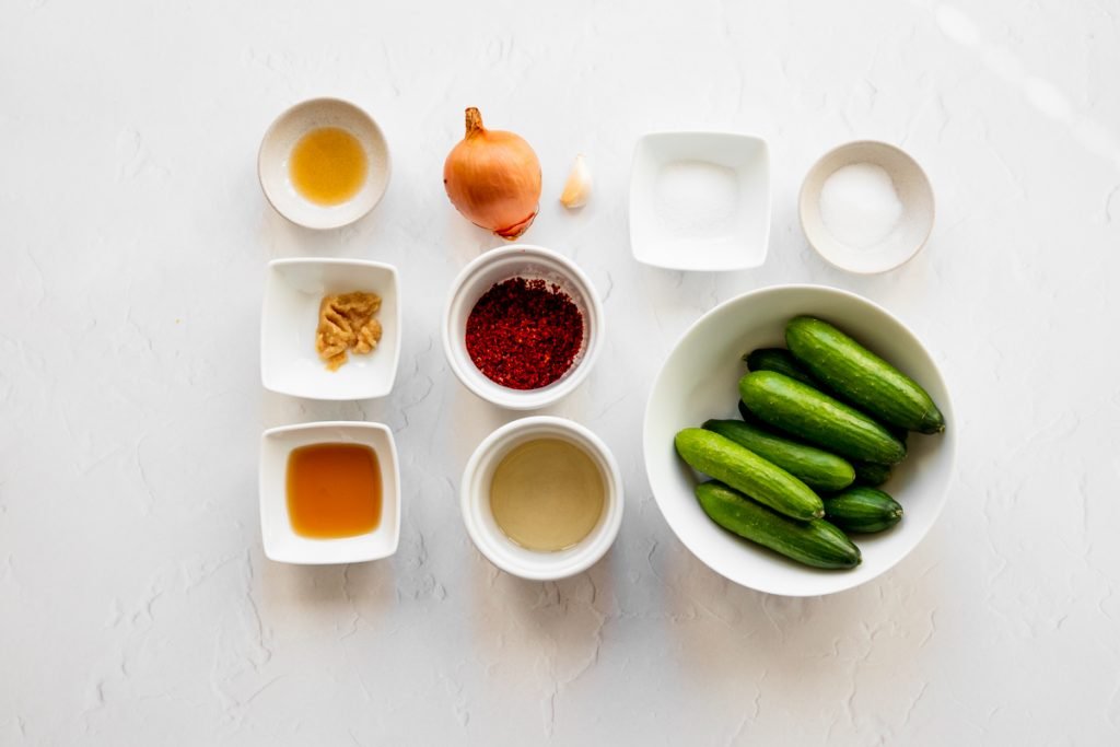 Ingredients for quick cucumber kimchi