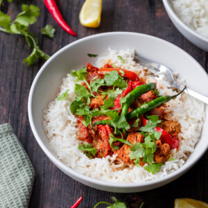 bowl of pressure cooker chicken curry
