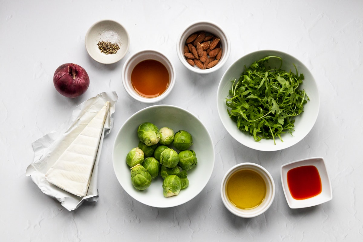 Ingredients for air fried brussels sprouts salad