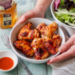Honey chicken air fryer wings in a bowl