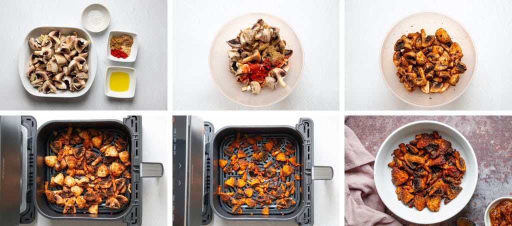 How to make spicy air fried mushrooms step by step
