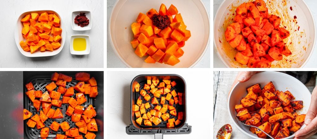 Air fried butternut squash with harissa