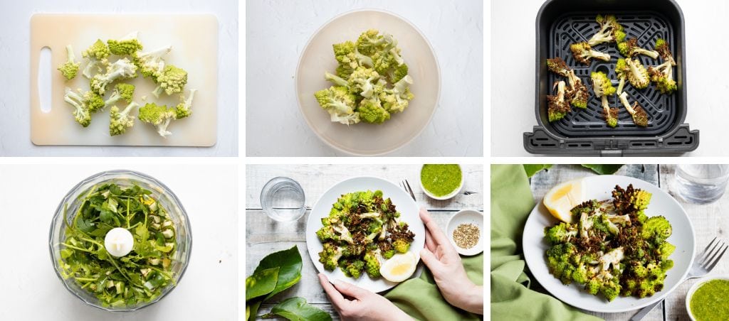 how to make air fried romanesco step by step