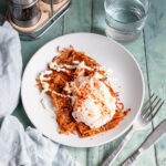 Creole potato waffles topped with an egg