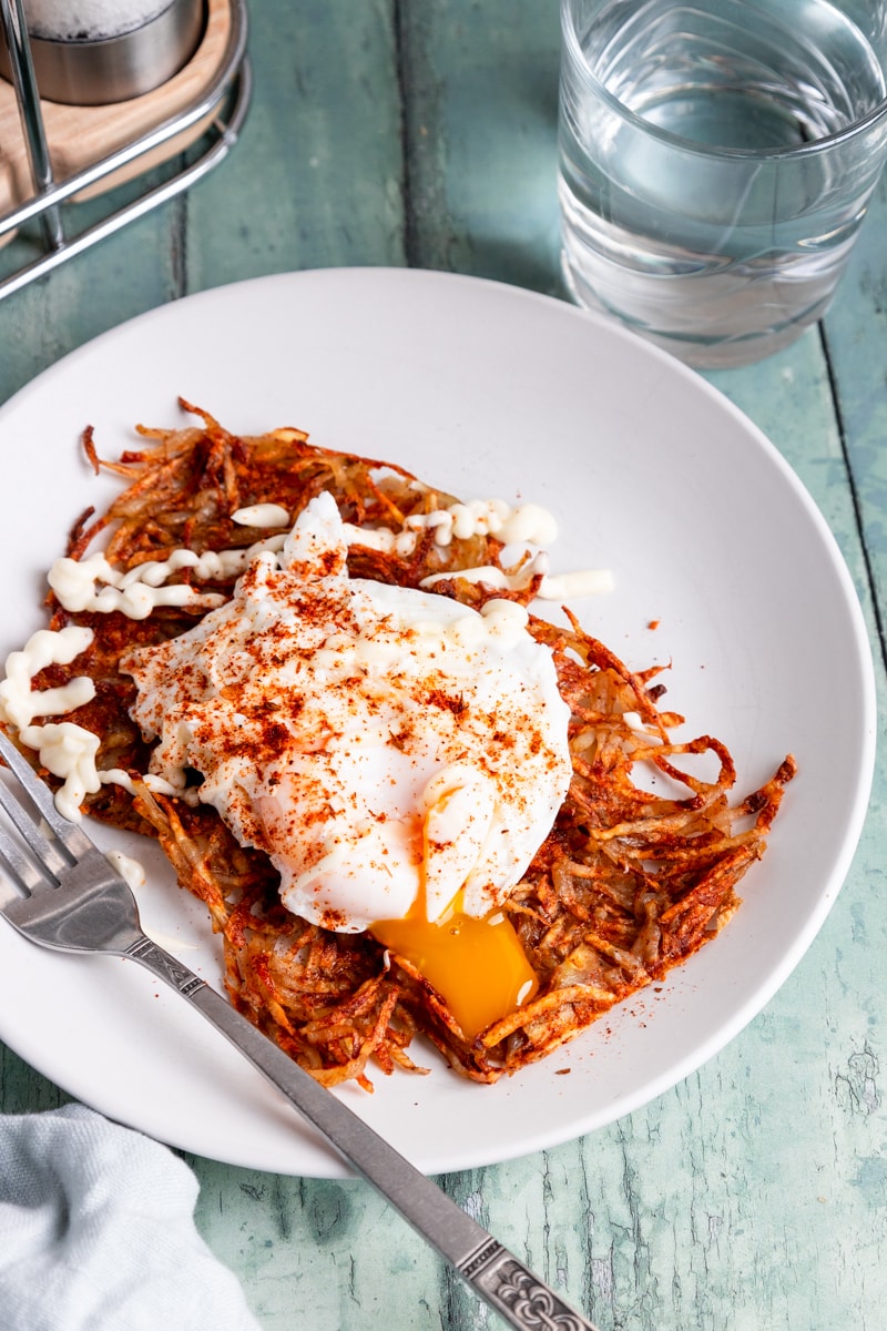 Creole potato waffles and an egg