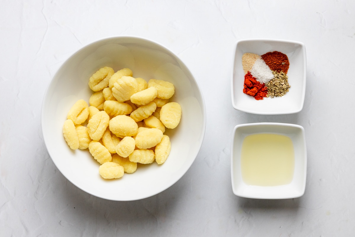 Ingredients for cripsy spicy air fried gnocchi