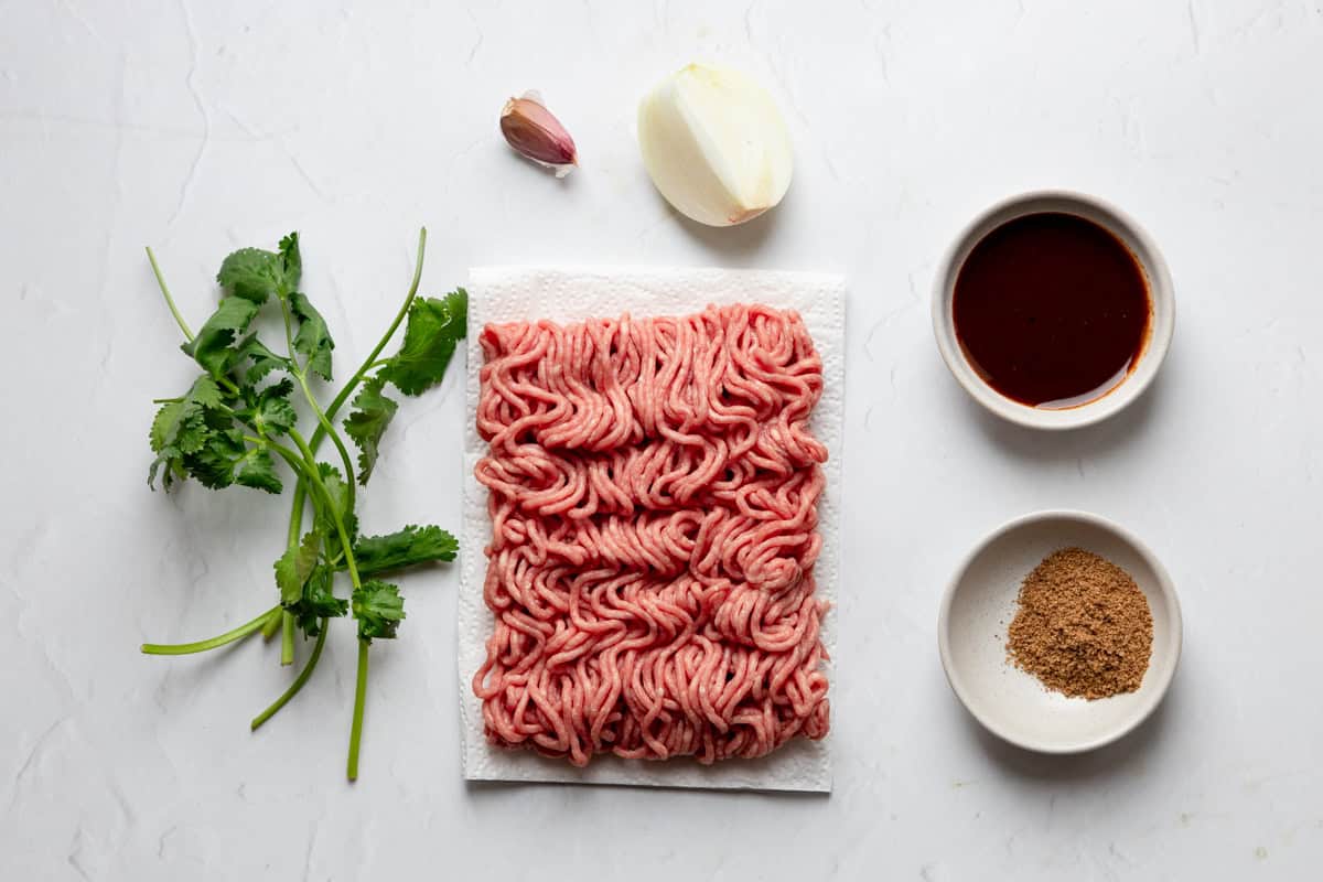 Ingredients for tamarind lamb burger