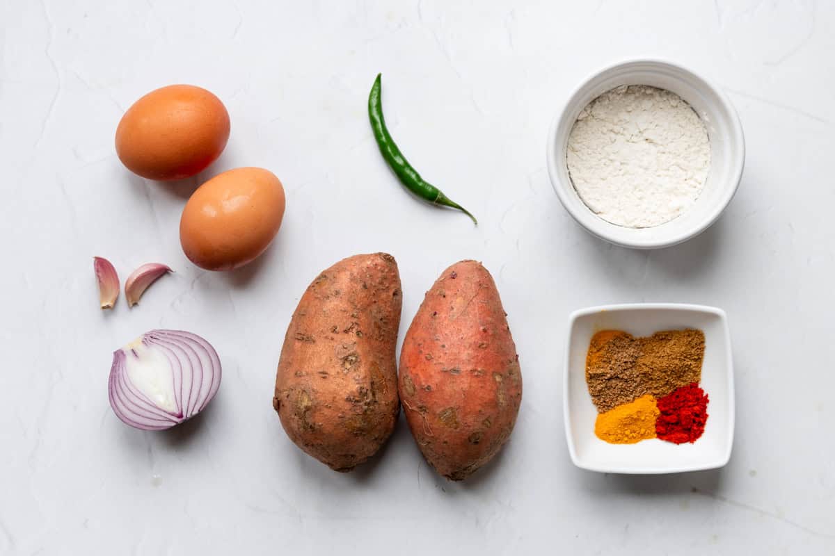 Ingredients for sweet potato fritters