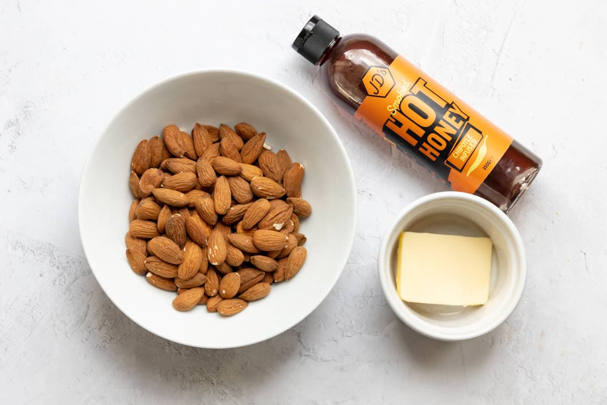 Ingredients for hot honey almonds