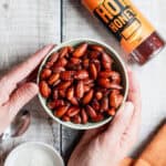 hot honey almonds in a bowl