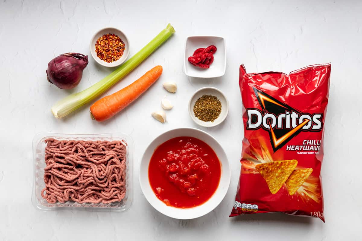 Ingredients for spicy doritos lasagne