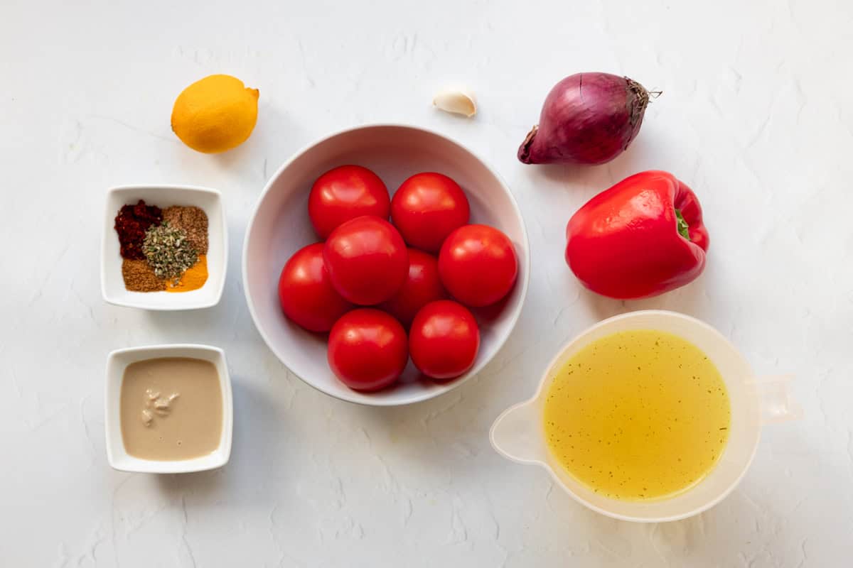 Ingredients for tomato tahini soup
