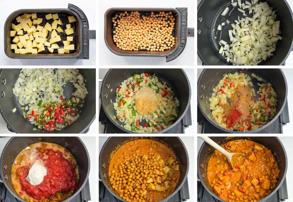 How to make potato and chickpea curry step by step