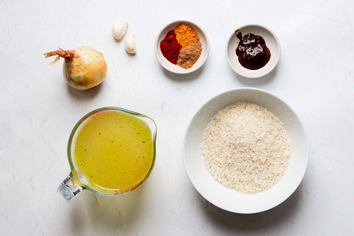Ingredients for spicy Mexican rice