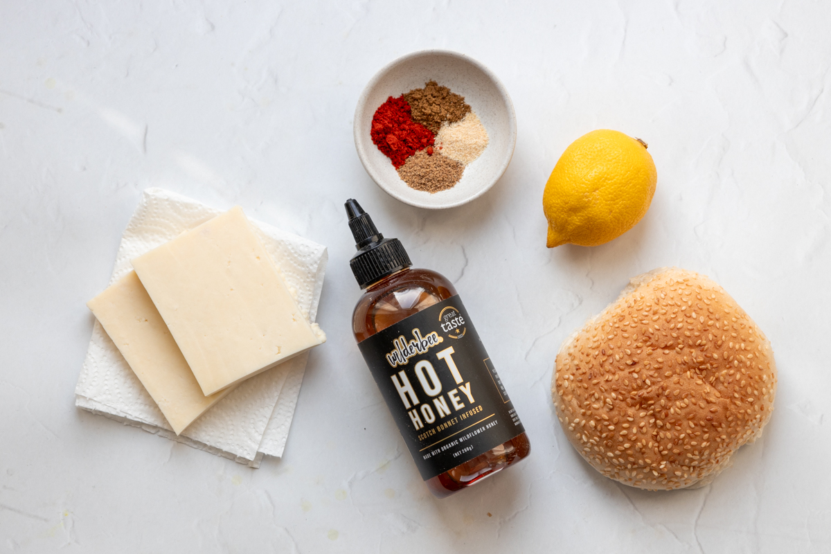 Ingredients for vegetarian paneer burger