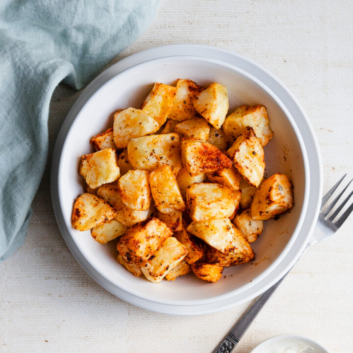 Bowl of Sakura shichimi air fried potatoes