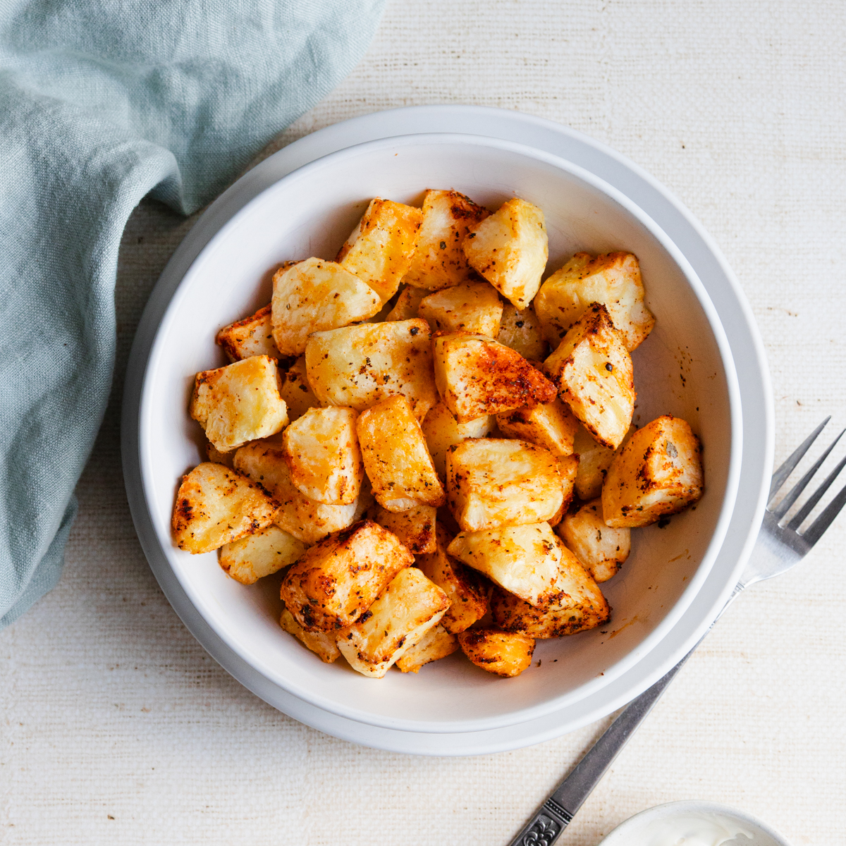 Bowl of Sakura shichimi air fried potatoes
